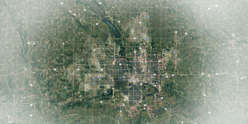 des moines map crop