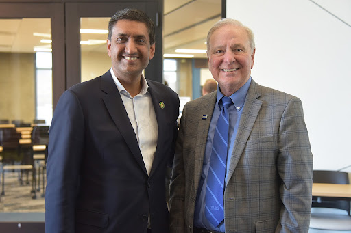 Rep. Ro Khanna and DMACC President Rob Denson