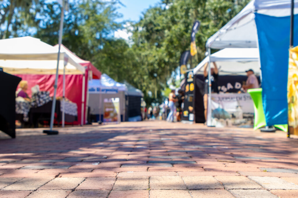 Downtown market booths